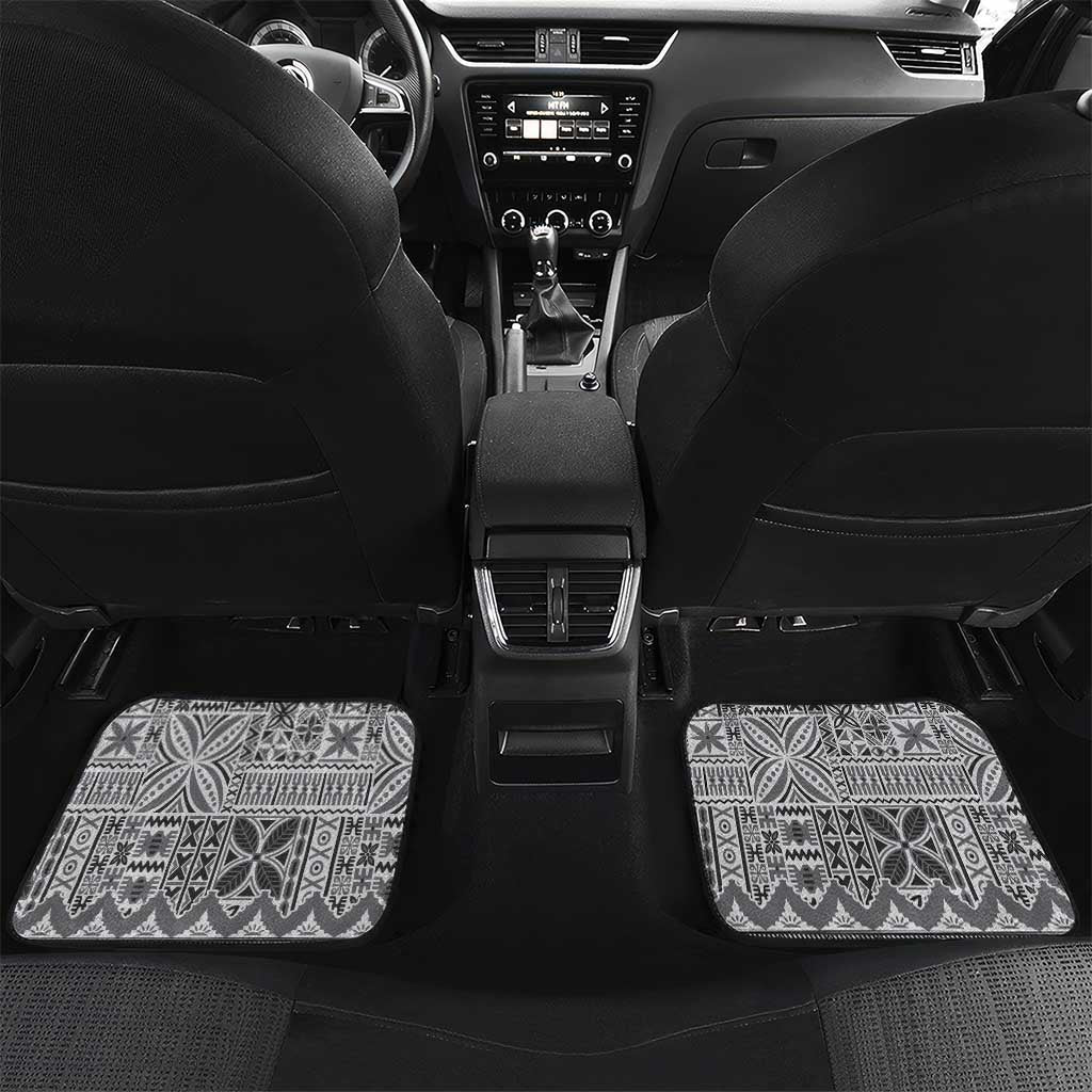 Vintage Bula Fiji Personalised Car Mats Beige Hibiscus Tapa Pattern LT9