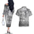 Vintage Bula Fiji Personalised Couples Matching Off The Shoulder Long Sleeve Dress and Hawaiian Shirt Beige Hibiscus Tapa Pattern