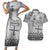 Vintage Bula Fiji Personalised Couples Matching Short Sleeve Bodycon Dress and Hawaiian Shirt Beige Hibiscus Tapa Pattern