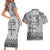 Vintage Bula Fiji Personalised Couples Matching Short Sleeve Bodycon Dress and Hawaiian Shirt Beige Hibiscus Tapa Pattern