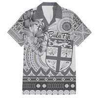 Vintage Bula Fiji Personalised Family Matching Puletasi and Hawaiian Shirt Beige Hibiscus Tapa Pattern LT9 Dad's Shirt - Short Sleeve White - Polynesian Pride
