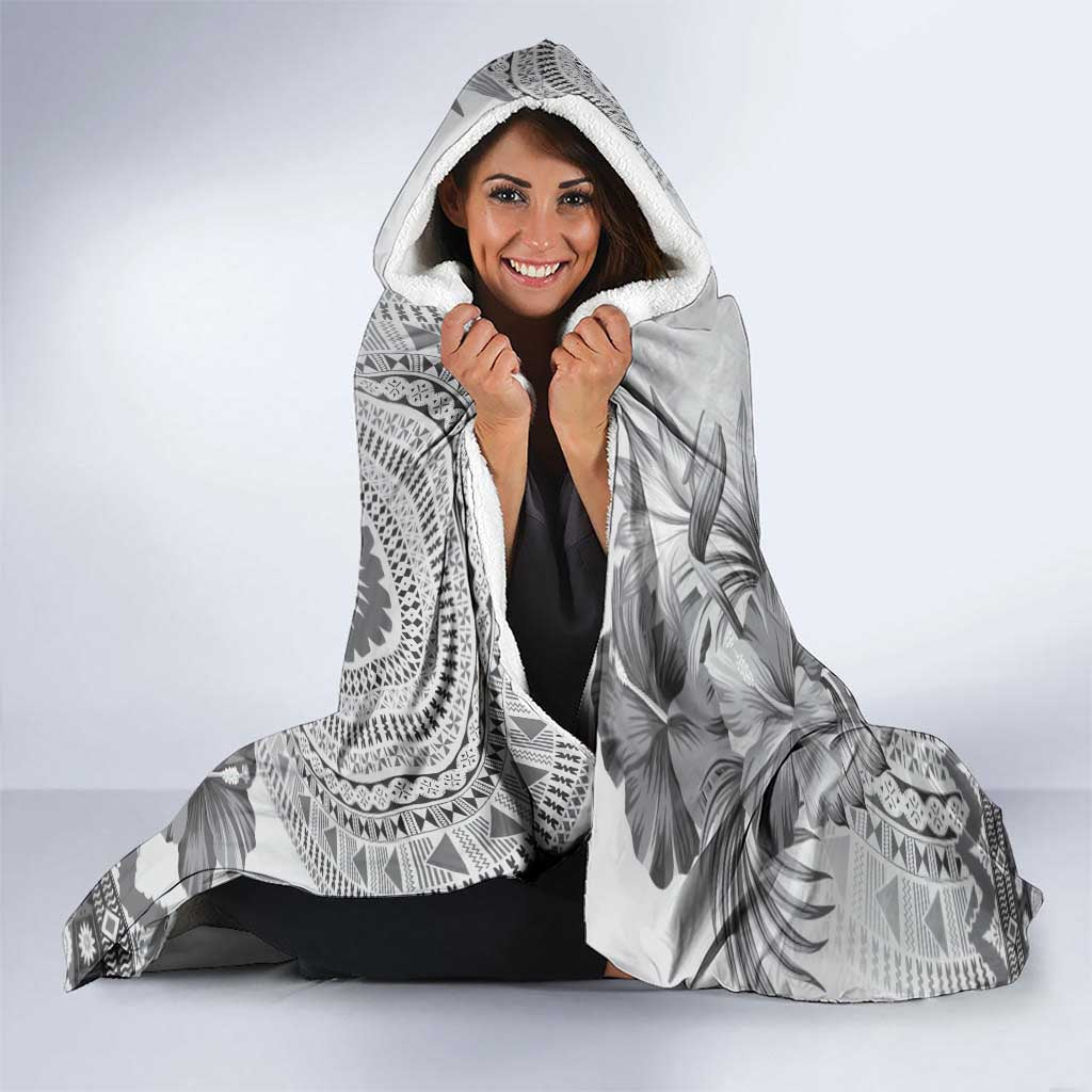 Vintage Bula Fiji Personalised Hooded Blanket Beige Hibiscus Tapa Pattern LT9