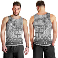 Vintage Bula Fiji Personalised Men Tank Top Beige Hibiscus Tapa Pattern