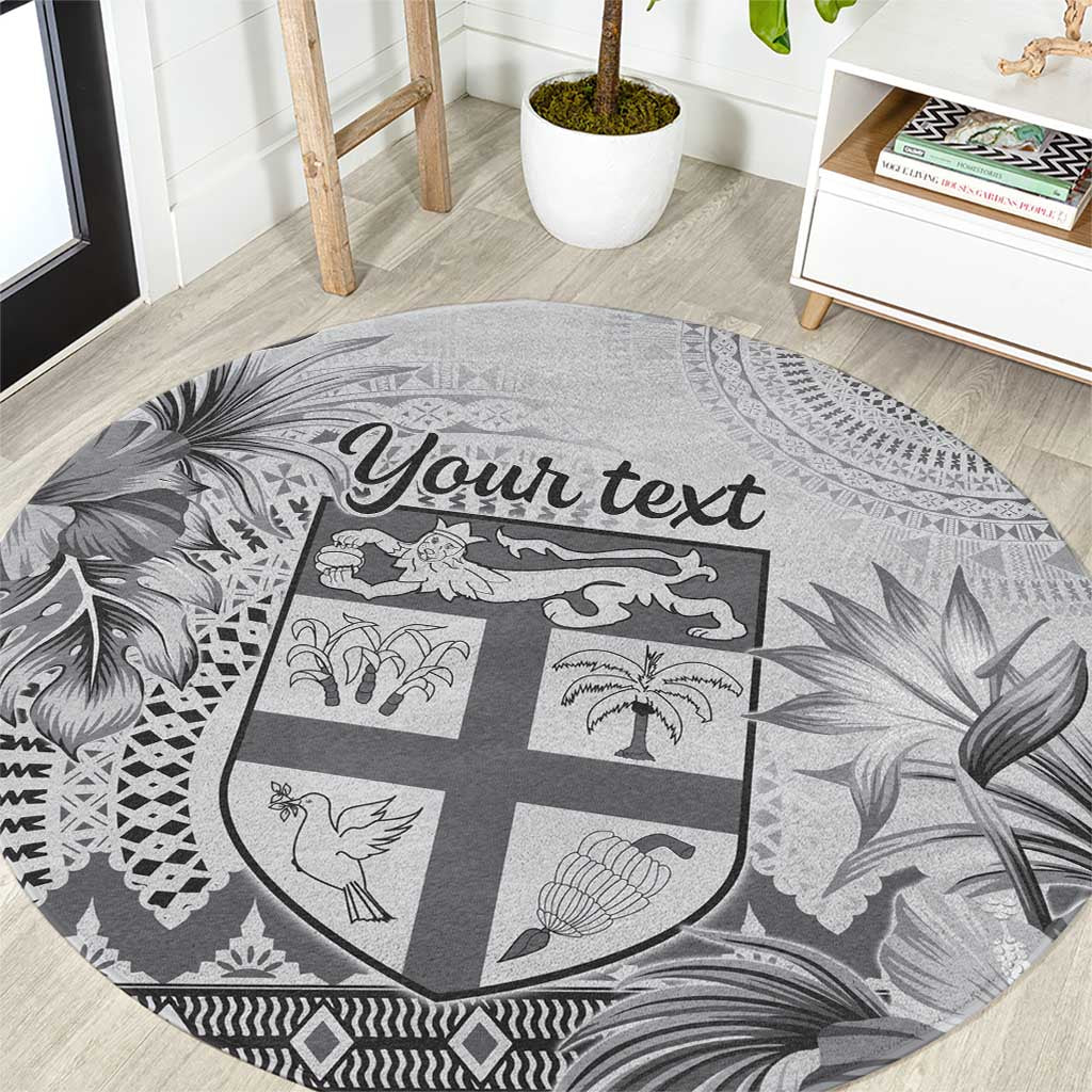 Vintage Bula Fiji Personalised Round Carpet Beige Hibiscus Tapa Pattern LT9