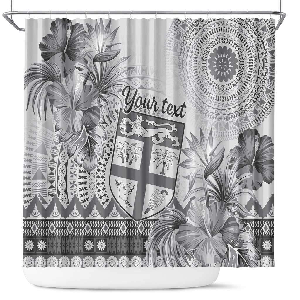 Vintage Bula Fiji Personalised Shower Curtain Beige Hibiscus Tapa Pattern LT9