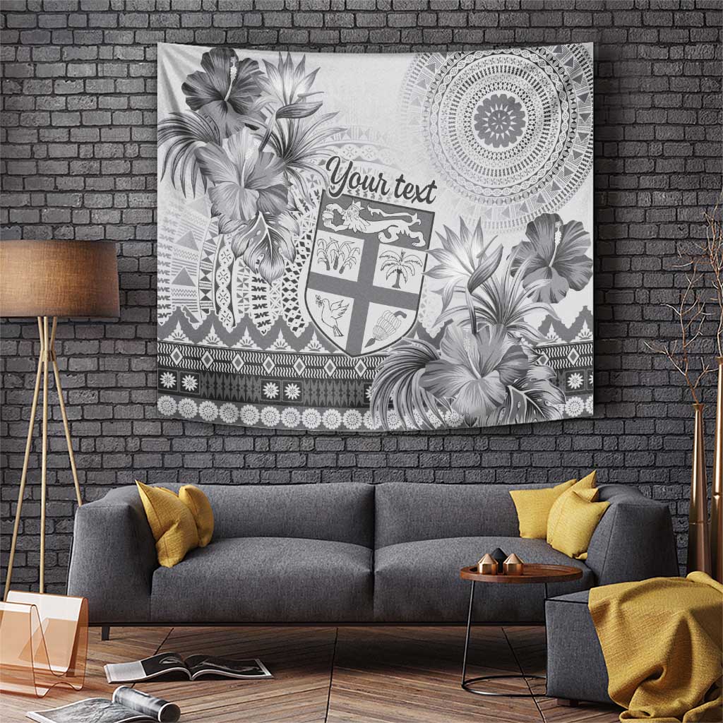 Vintage Bula Fiji Personalised Tapestry Beige Hibiscus Tapa Pattern LT9