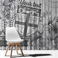 Vintage Bula Fiji Personalised Window Curtain Beige Hibiscus Tapa Pattern LT9