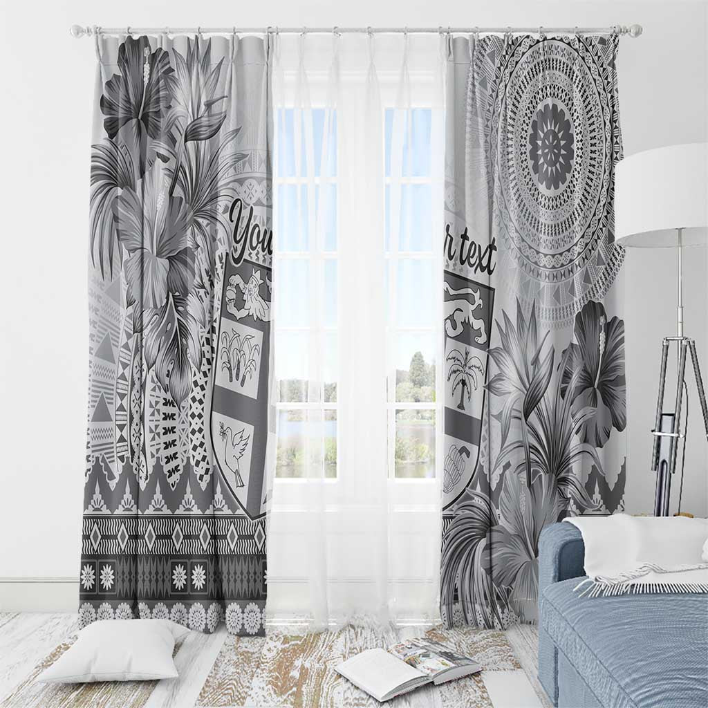 Vintage Bula Fiji Personalised Window Curtain Beige Hibiscus Tapa Pattern LT9