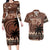 Personalised Bula Fiji 679 Couples Matching Long Sleeve Bodycon Dress and Hawaiian Shirt Fijian Tagimoucia Masi Tapa Art