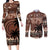 Personalised Bula Fiji 679 Couples Matching Long Sleeve Bodycon Dress and Long Sleeve Button Shirt Fijian Tagimoucia Masi Tapa Art