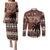 Personalised Bula Fiji 679 Couples Matching Puletasi and Long Sleeve Button Shirt Fijian Tagimoucia Masi Tapa Art