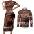 Personalised Bula Fiji 679 Couples Matching Short Sleeve Bodycon Dress and Long Sleeve Button Shirt Fijian Tagimoucia Masi Tapa Art