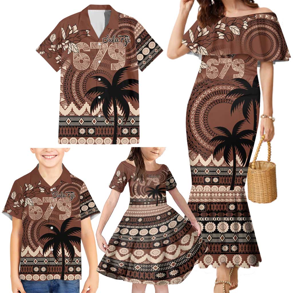 Personalised Bula Fiji 679 Family Matching Mermaid Dress and Hawaiian Shirt Fijian Tagimoucia Masi Tapa Art LT9 - Polynesian Pride