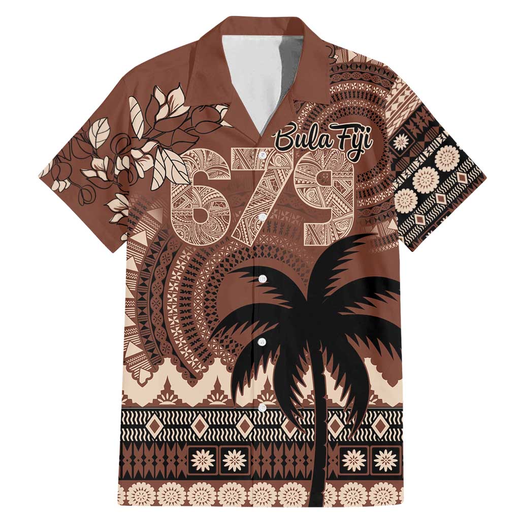 Personalised Bula Fiji 679 Family Matching Mermaid Dress and Hawaiian Shirt Fijian Tagimoucia Masi Tapa Art LT9 Dad's Shirt - Short Sleeve Brown - Polynesian Pride