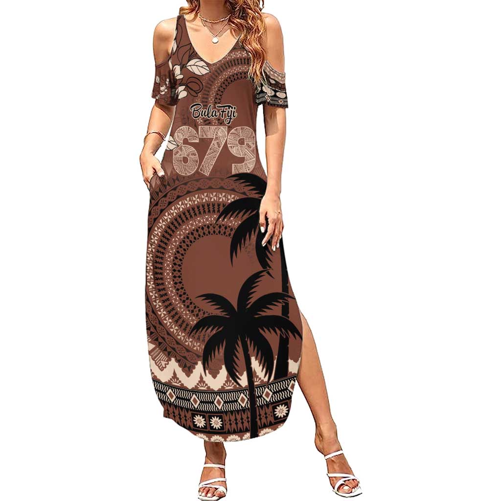 Personalised Bula Fiji 679 Summer Maxi Dress Fijian Tagimoucia Masi Tapa Art