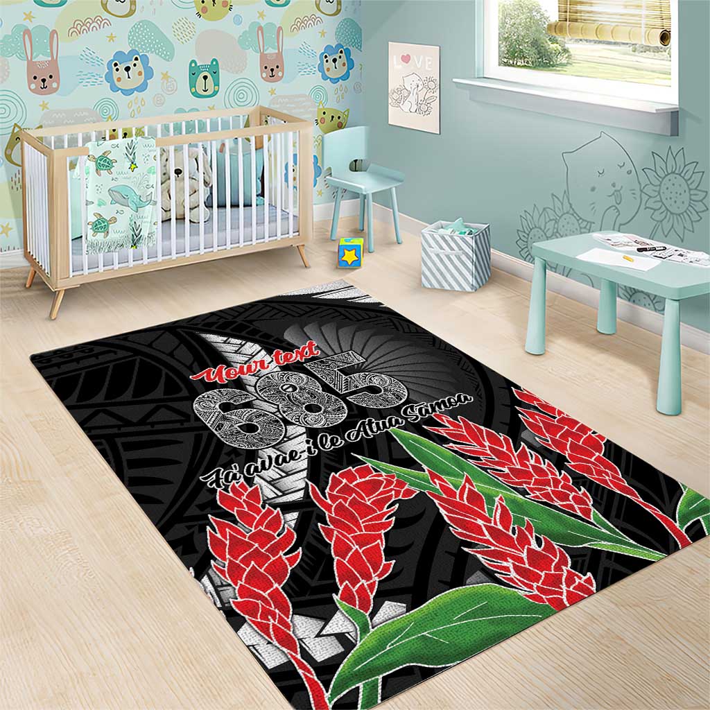Personalised Samoa 685 Area Rug Teuila Flower With Black Samoan Tattoo