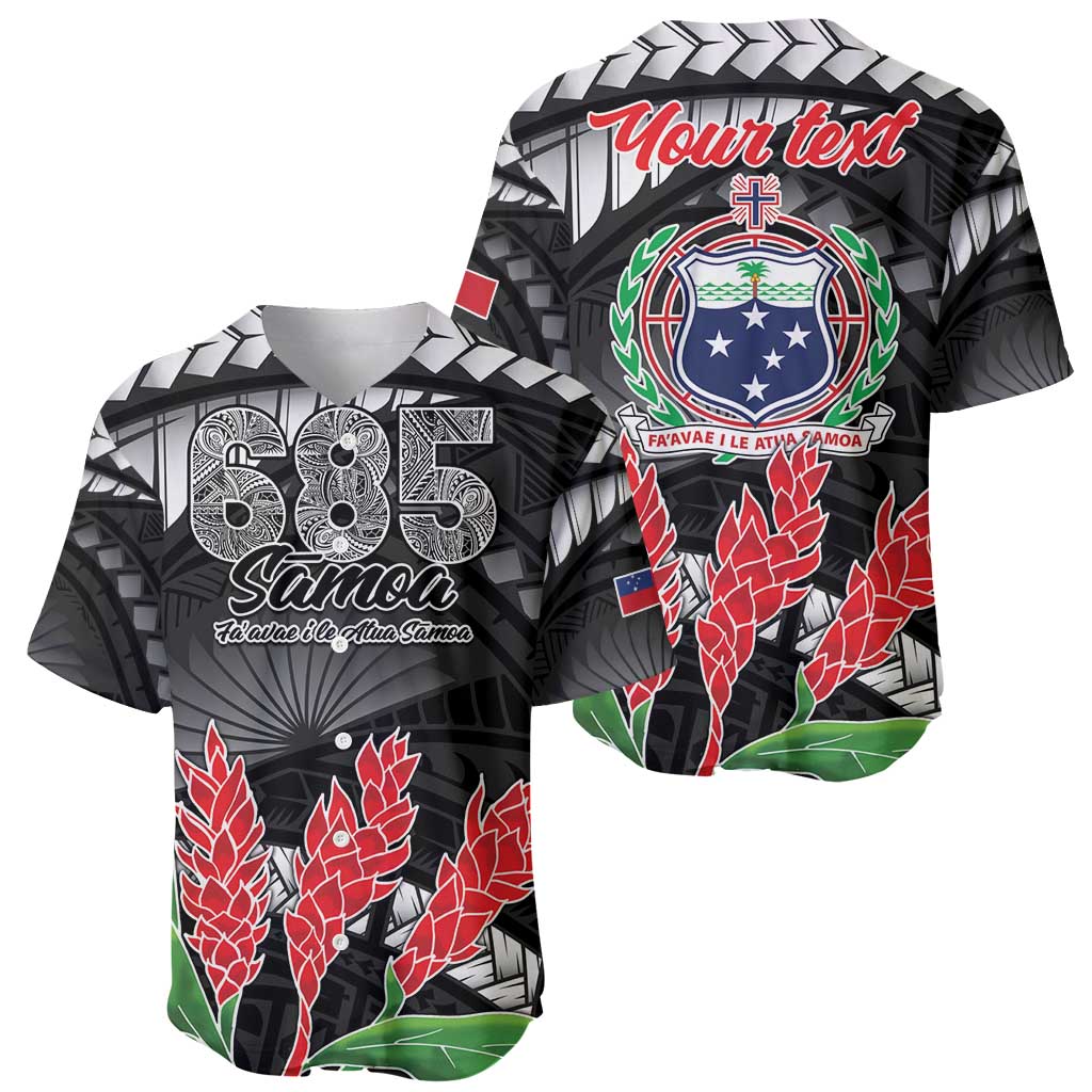 Personalised Samoa 685 Baseball Jersey Teuila Flower With Black Samoan Tattoo