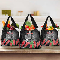 Personalised Samoa 685 Grocery Bag Teuila Flower With Black Samoan Tattoo