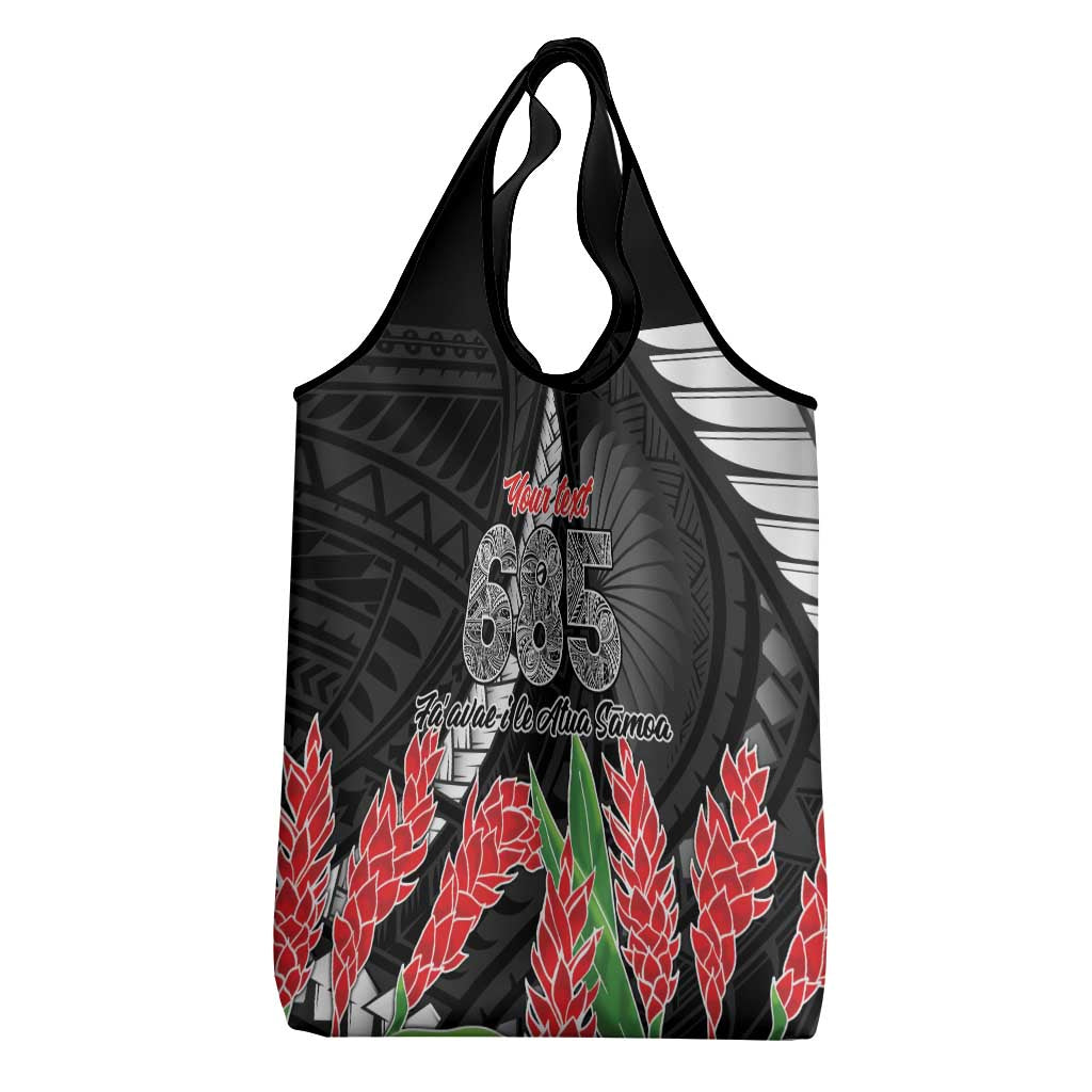 Personalised Samoa 685 Grocery Bag Teuila Flower With Black Samoan Tattoo