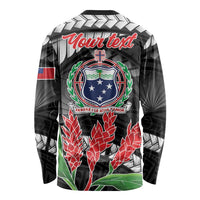 Personalised Samoa 685 Long Sleeve Shirt Teuila Flower With Black Samoan Tattoo