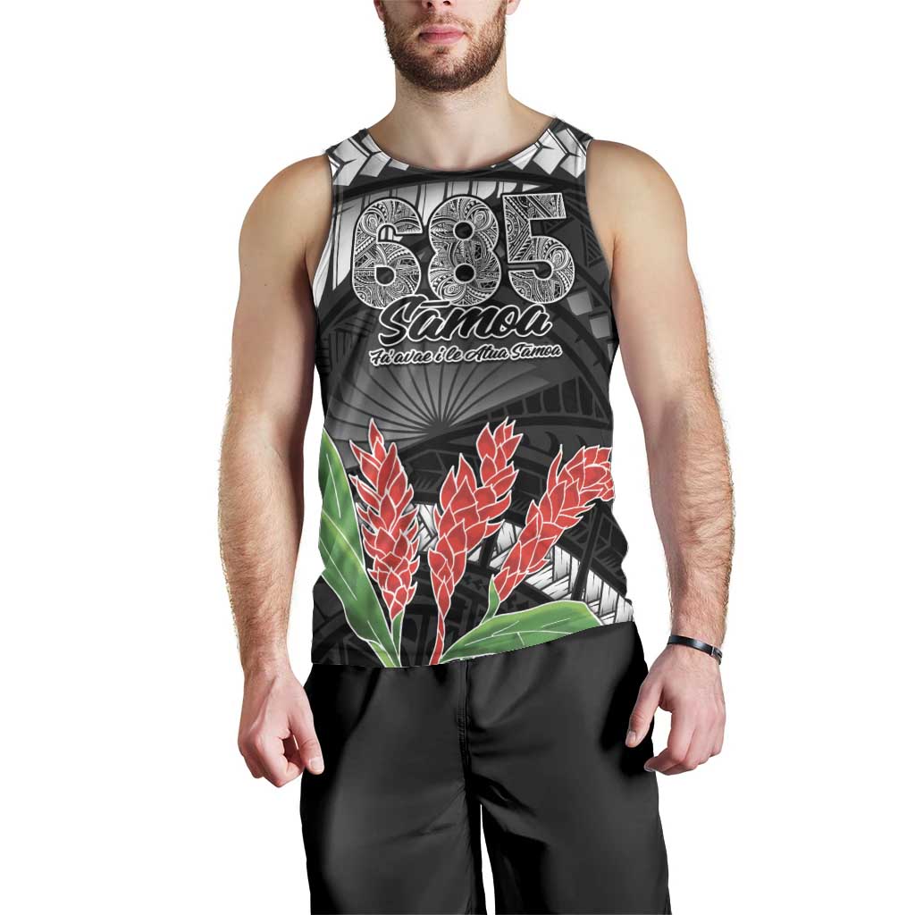 Personalised Samoa 685 Men Tank Top Teuila Flower With Black Samoan Tattoo