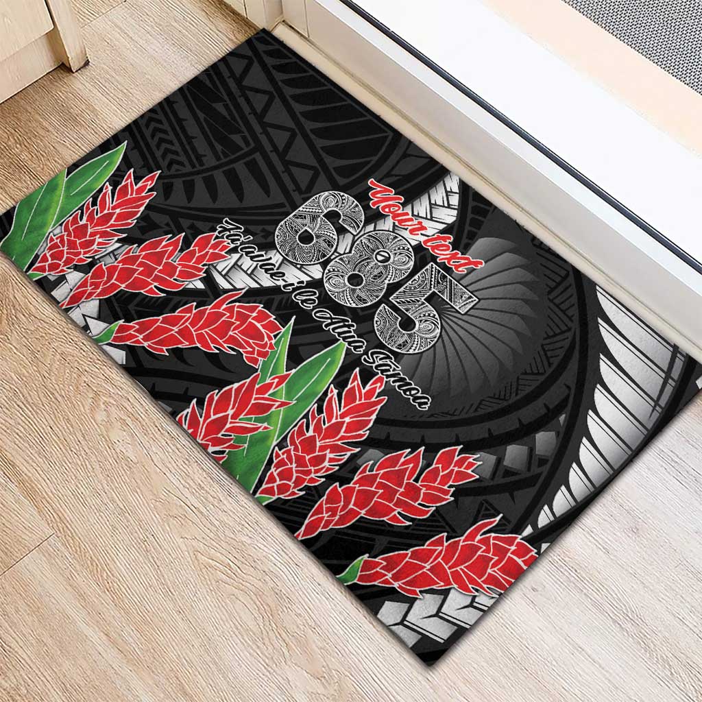 Personalised Samoa 685 Rubber Doormat Teuila Flower With Black Samoan Tattoo
