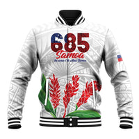 Personalised Samoa 685 Baseball Jacket Teuila Flower With White Samoan Tattoo