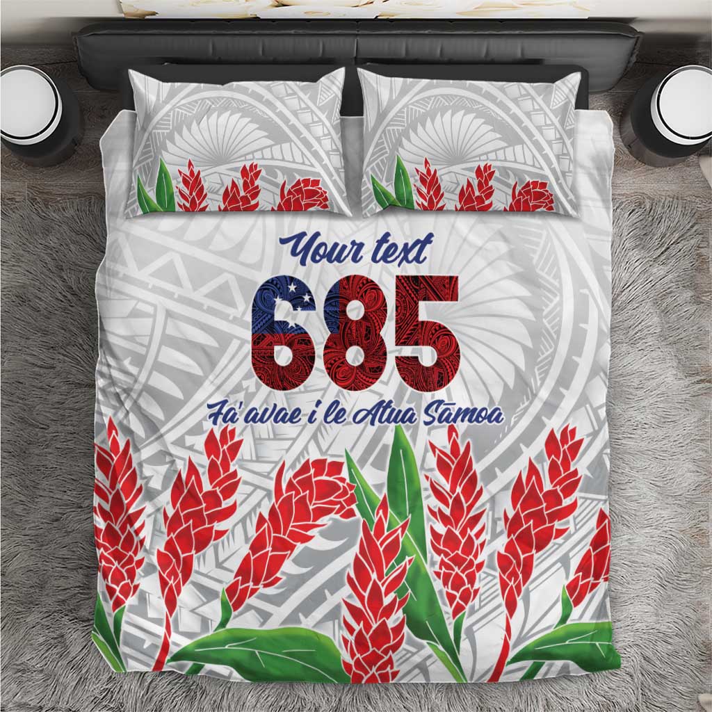 Personalised Samoa 685 Bedding Set Teuila Flower With White Samoan Tattoo