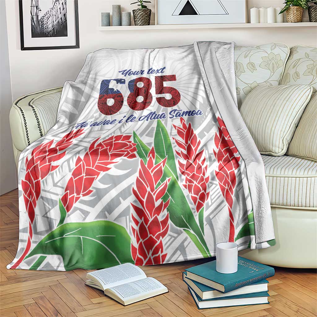 Personalised Samoa 685 Blanket Teuila Flower With White Samoan Tattoo