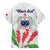 Personalised Samoa 685 Family Matching Off Shoulder Short Dress and Hawaiian Shirt Teuila Flower With White Samoan Tattoo