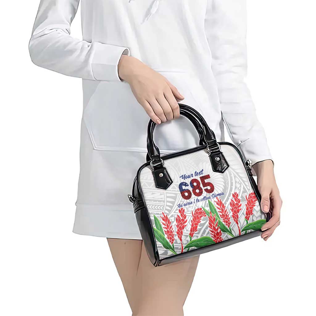 Personalised Samoa 685 Shoulder Handbag Teuila Flower With White Samoan Tattoo