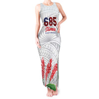 Personalised Samoa 685 Tank Maxi Dress Teuila Flower With White Samoan Tattoo