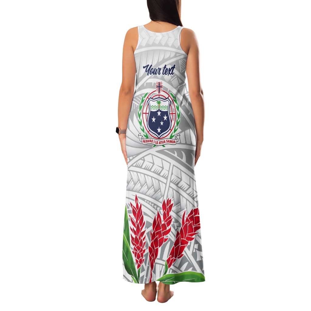 Personalised Samoa 685 Tank Maxi Dress Teuila Flower With White Samoan Tattoo