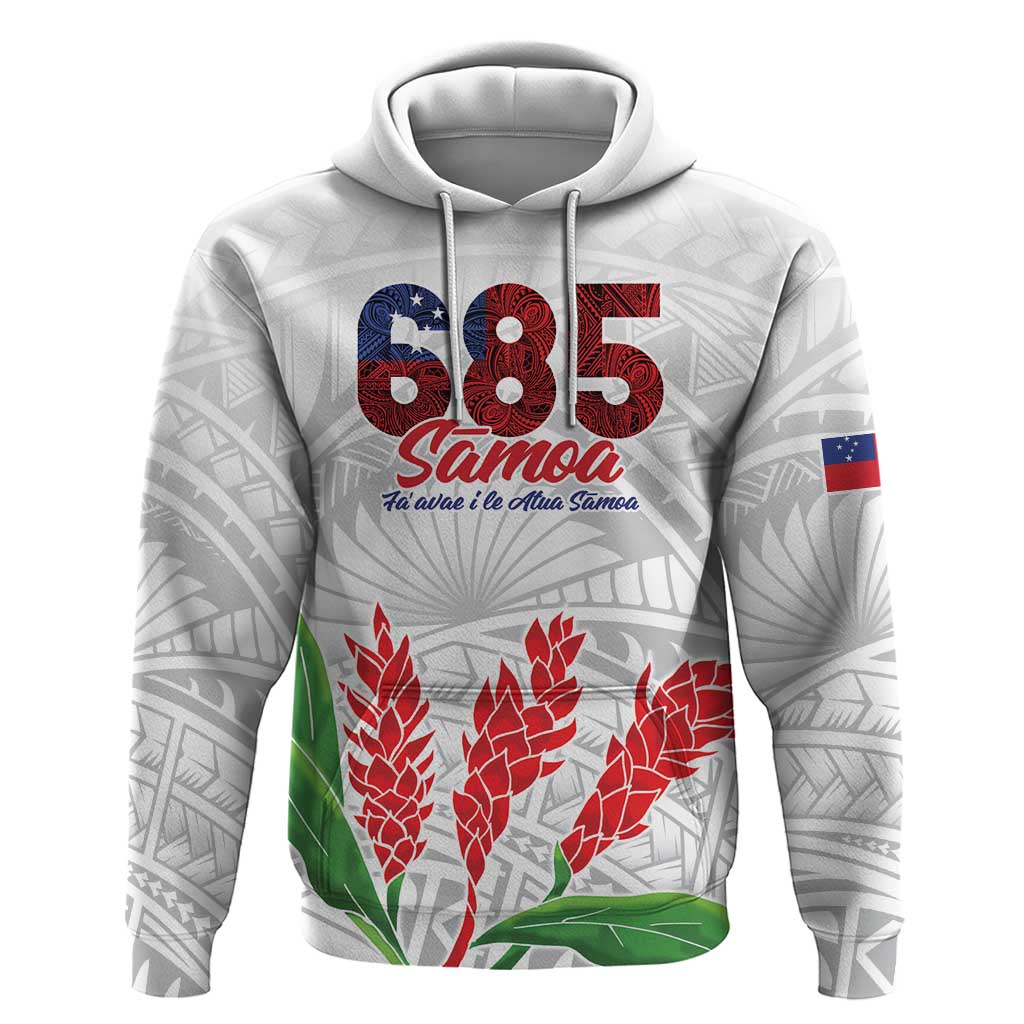 Personalised Samoa 685 Zip Hoodie Teuila Flower With White Samoan Tattoo