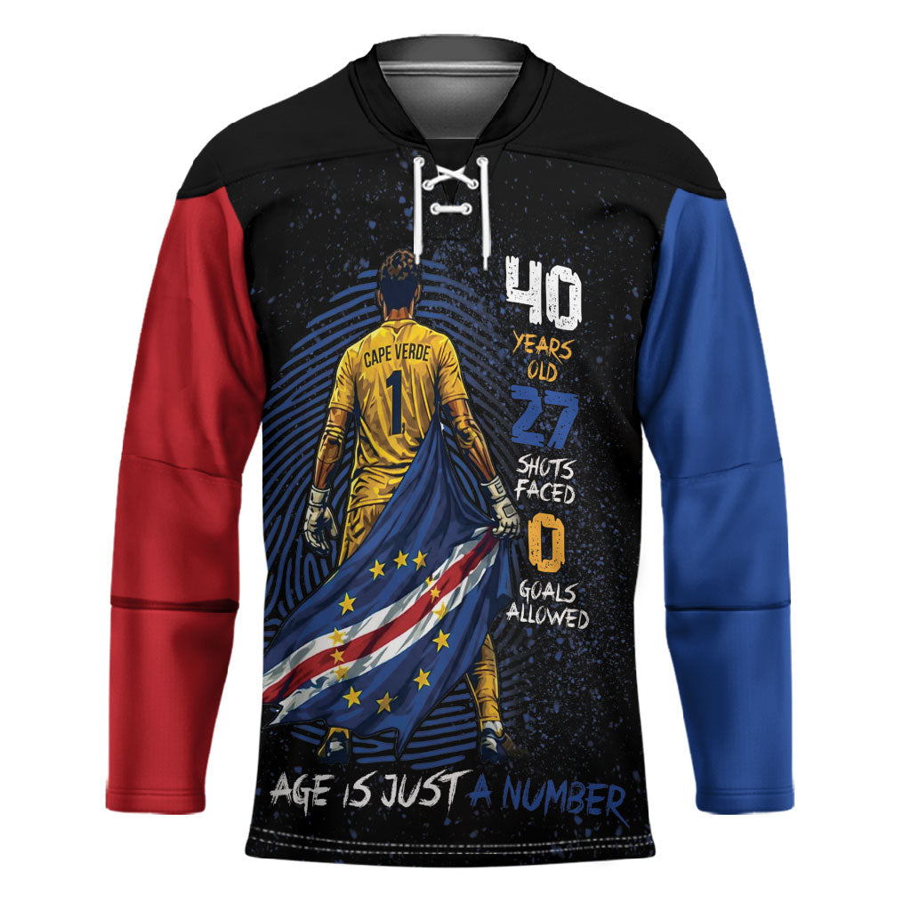 Cape Verde Goalkeeper Personalized Hockey Jersey 40 Years Old 27 Shots Zero Goals Vintage