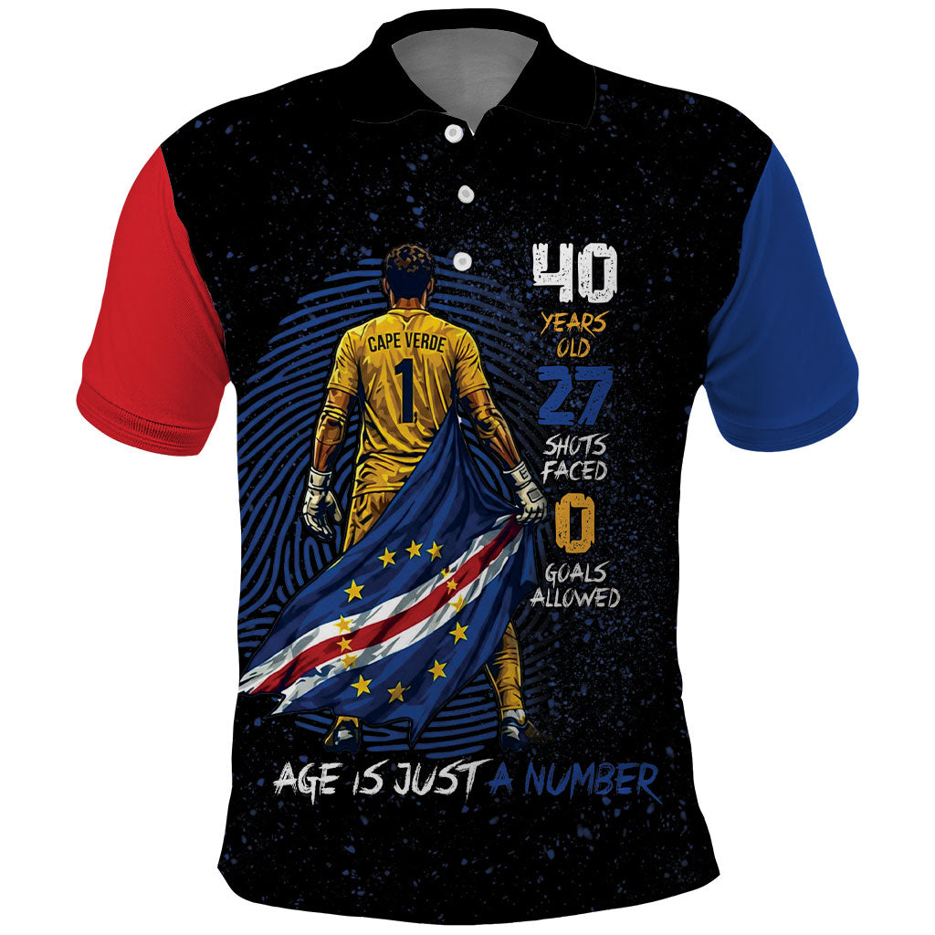 Cape Verde Goalkeeper Personalized Polo Shirt 40 Years Old 27 Shots Zero Goals Vintage LT9 Black - Polynesian Pride