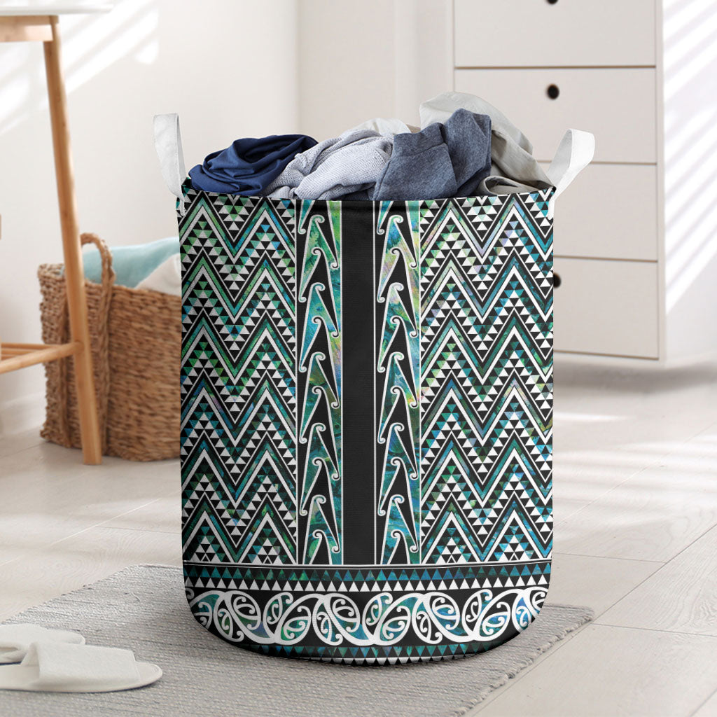 New Zealand Maori Niho Taniwha Laundry Basket Papua Shell - Mangopare Puhoro Pattern LT9 Green - Polynesian Pride