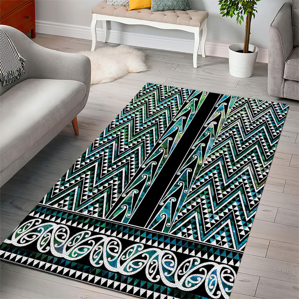New Zealand Maori Niho Taniwha Area Rug Papua Shell - Mangopare Puhoro Pattern