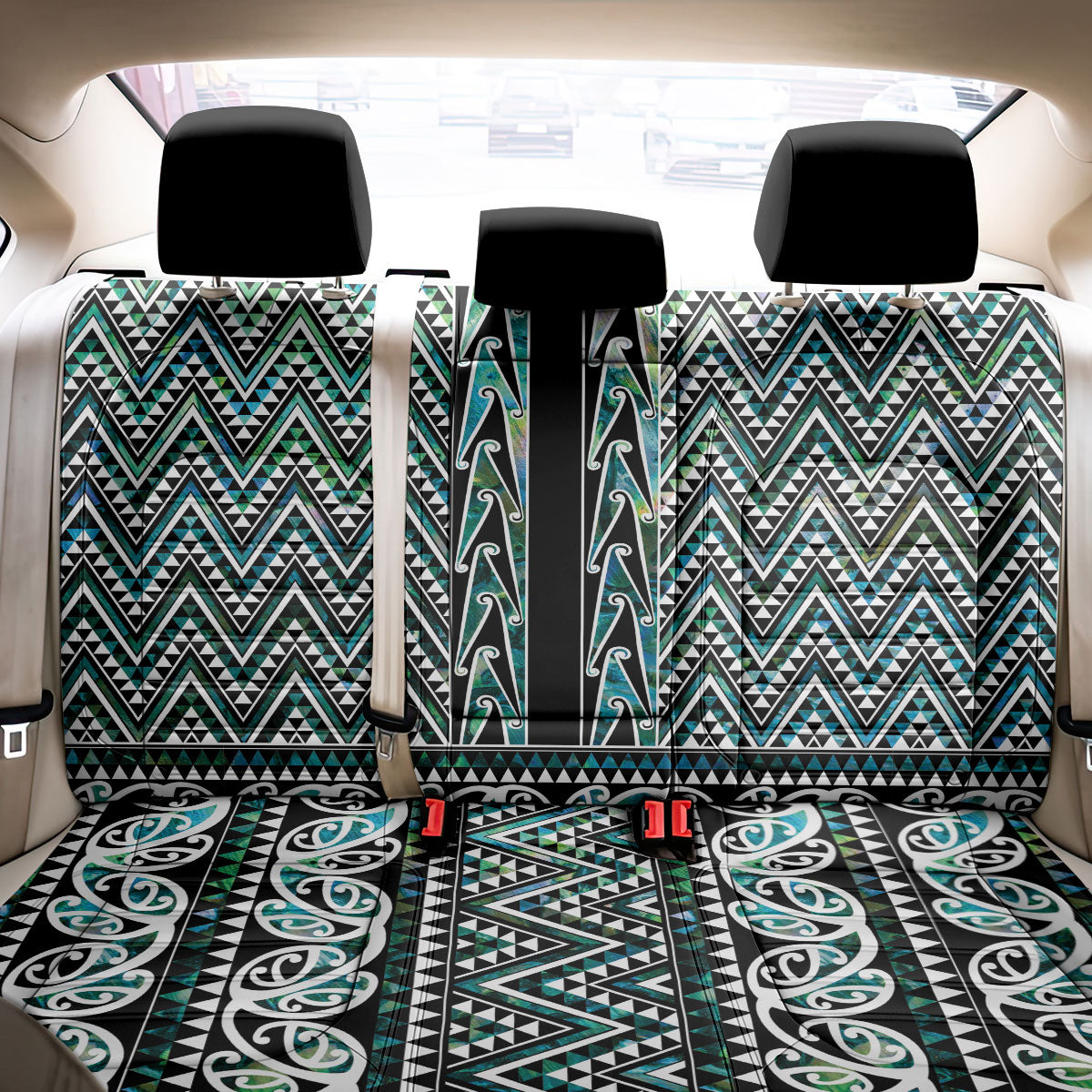 New Zealand Maori Niho Taniwha Back Car Seat Cover Papua Shell - Mangopare Puhoro Pattern