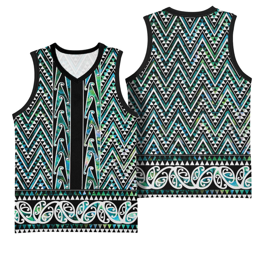 New Zealand Maori Niho Taniwha Basketball Jersey Papua Shell - Mangopare Puhoro Pattern