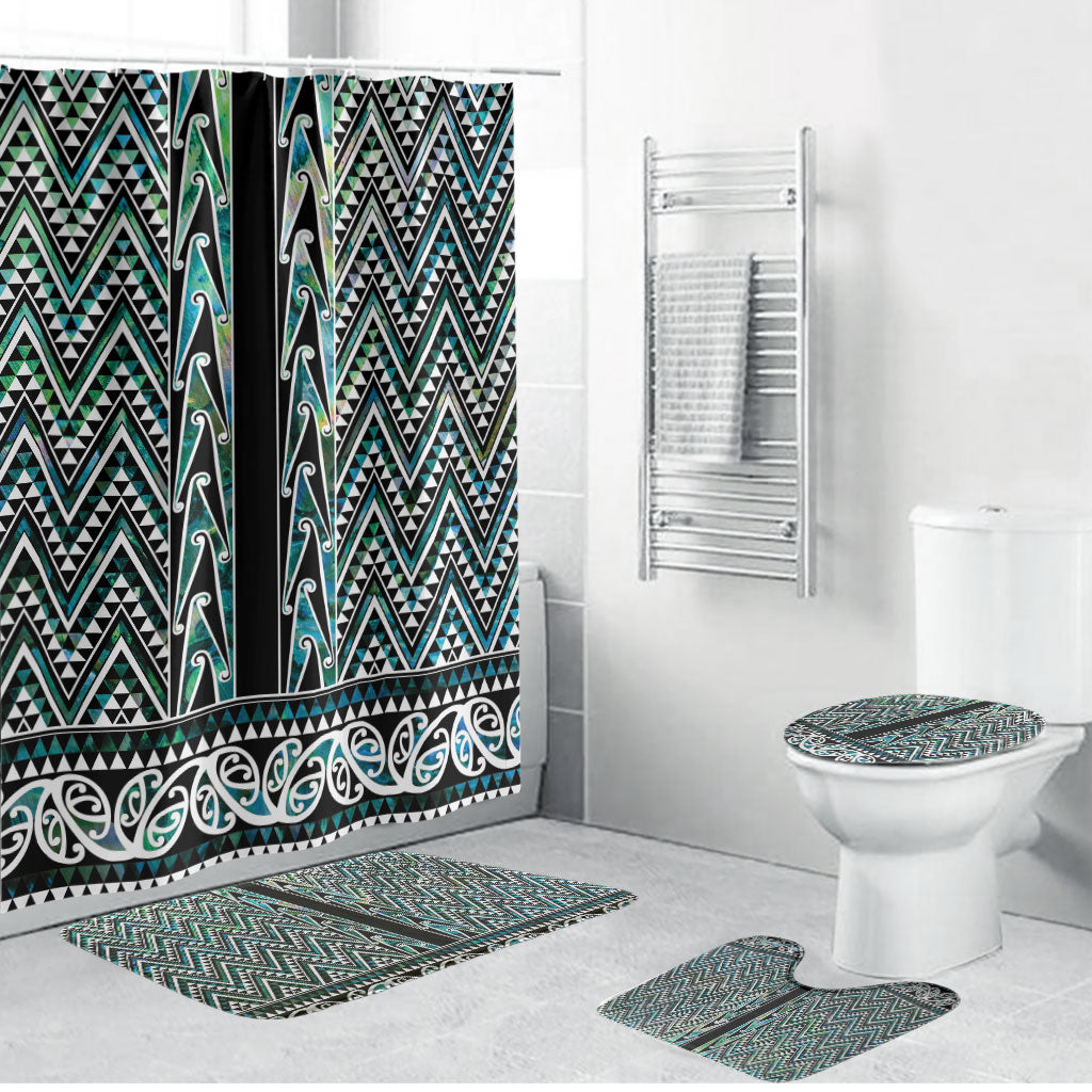 New Zealand Maori Niho Taniwha Bathroom Set Papua Shell - Mangopare Puhoro Pattern