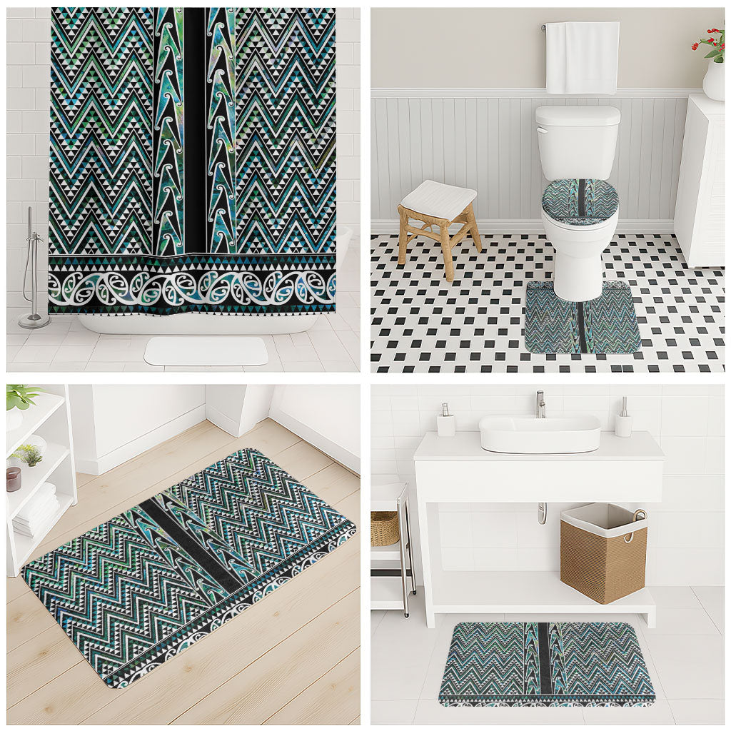 New Zealand Maori Niho Taniwha Bathroom Set Papua Shell - Mangopare Puhoro Pattern