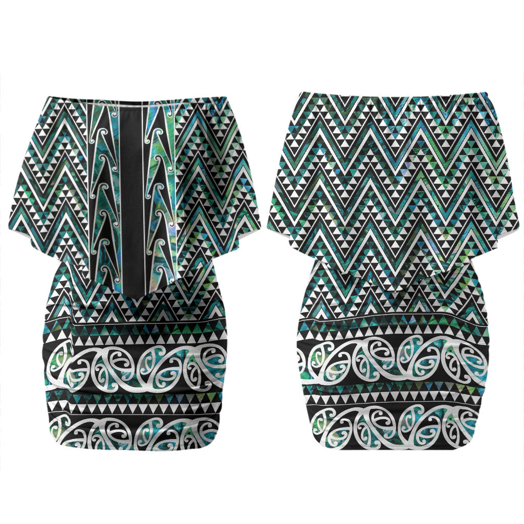 New Zealand Maori Niho Taniwha Couples Matching Off Shoulder Short Dress and Long Sleeve Button Shirt Papua Shell - Mangopare Puhoro Pattern LT9 - Polynesian Pride