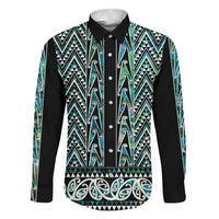 New Zealand Maori Niho Taniwha Family Matching Off The Shoulder Long Sleeve Dress and Hawaiian Shirt Papua Shell - Mangopare Puhoro Pattern