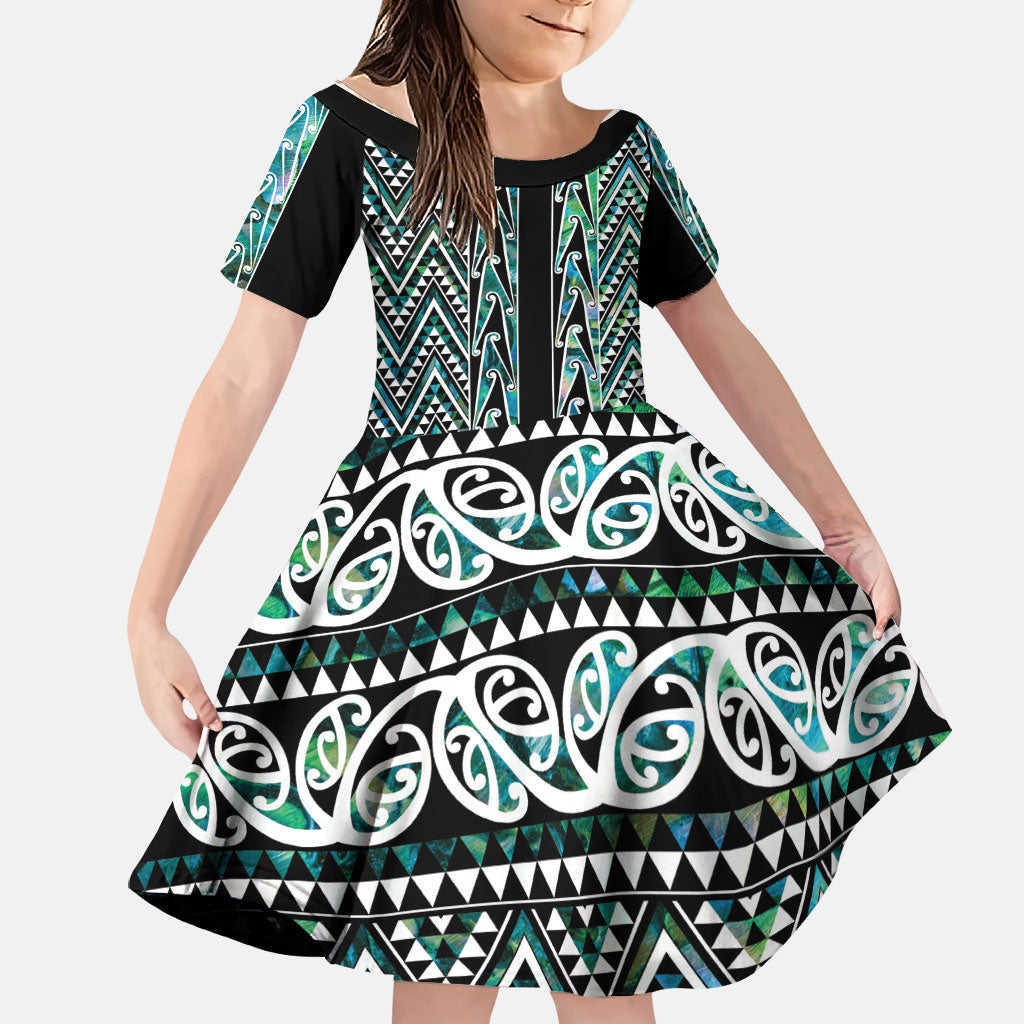New Zealand Maori Niho Taniwha Family Matching Off Shoulder Maxi Dress and Hawaiian Shirt Papua Shell - Mangopare Puhoro Pattern