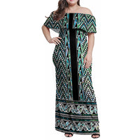 New Zealand Maori Niho Taniwha Family Matching Off Shoulder Maxi Dress and Hawaiian Shirt Papua Shell - Mangopare Puhoro Pattern