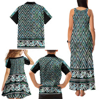 New Zealand Maori Niho Taniwha Family Matching Tank Maxi Dress and Hawaiian Shirt Papua Shell - Mangopare Puhoro Pattern