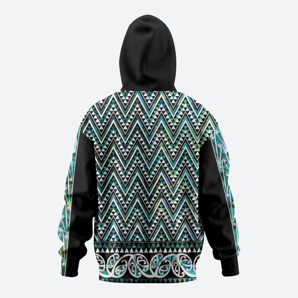 New Zealand Maori Niho Taniwha Hoodie Papua Shell - Mangopare Puhoro Pattern