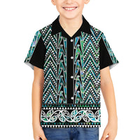 New Zealand Maori Niho Taniwha Kid Hawaiian Shirt Papua Shell - Mangopare Puhoro Pattern
