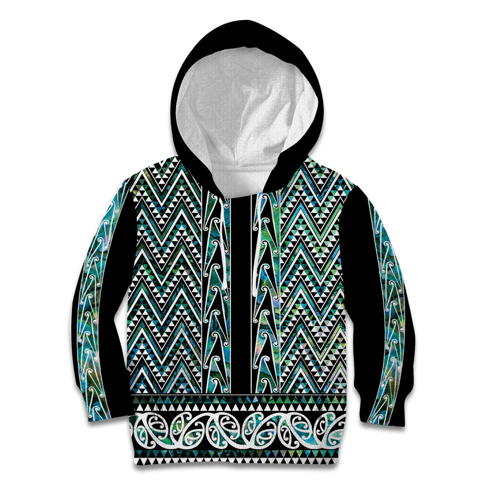 New Zealand Maori Niho Taniwha Kid Hoodie Papua Shell - Mangopare Puhoro Pattern